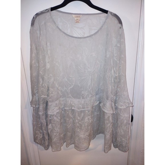 Sundance Tops Sundance Babydoll Sheer Silver Top Poshmark